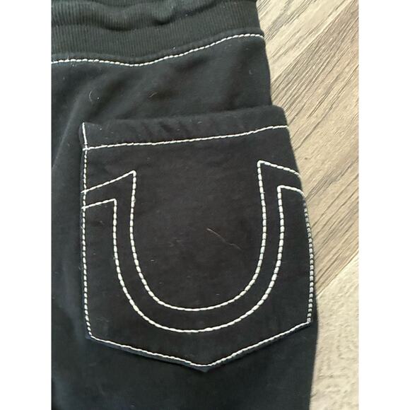 True Religion Sweat Shorts Men's Sz 3XL Drawstring Jogger Big T Black - Picture 4 of 9